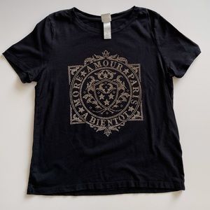 ❗️SOLD❗️H&M T-shirt Black Gold colour rhinestones